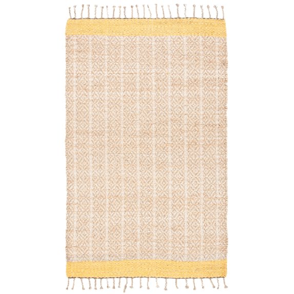 SAFAVIEH Cape Cod Kristen Distressed Area Rug, Gold/Natural, 6' x 6' Square