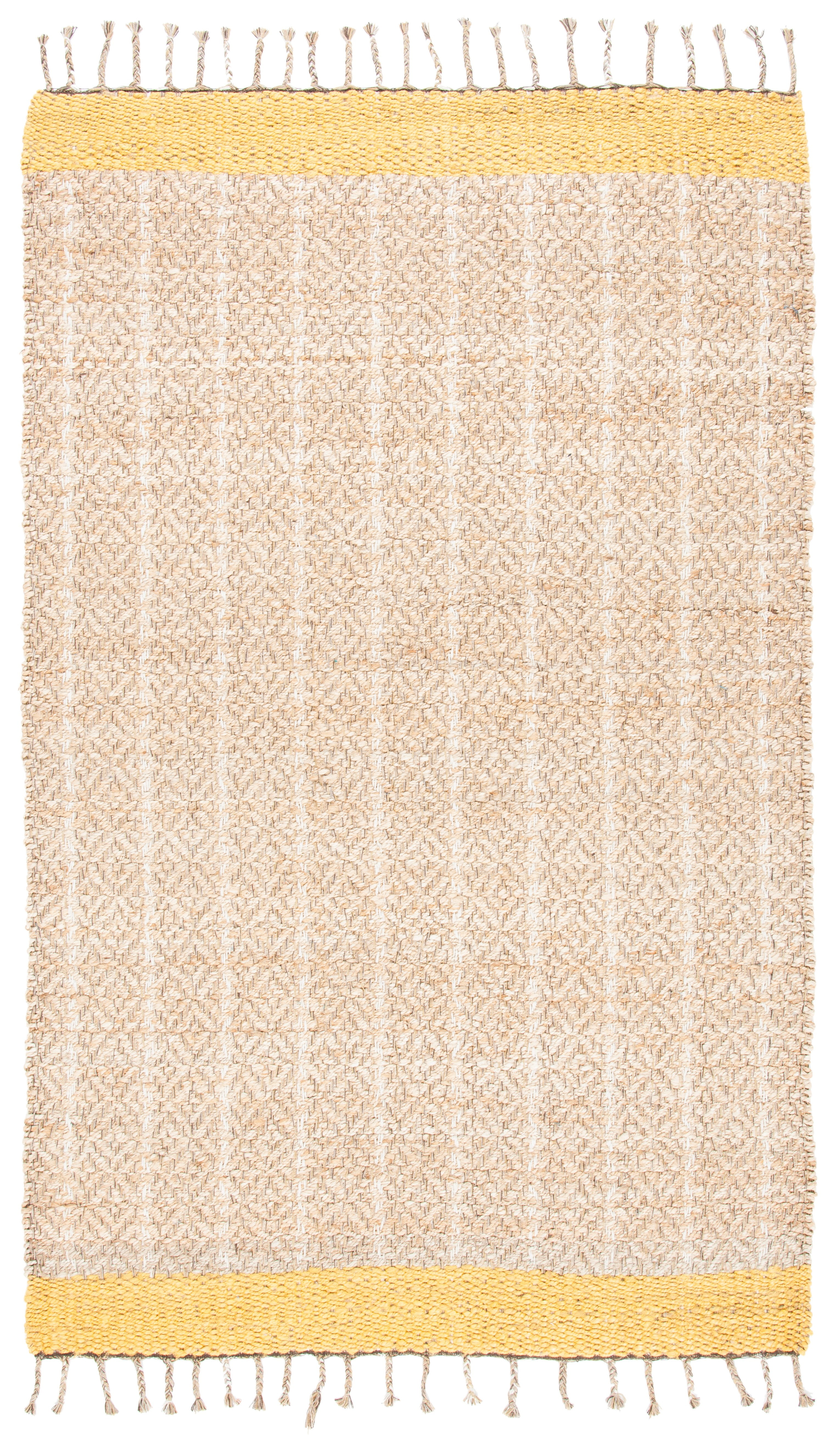 Handmade Gold and Natural Cotton Rectangular Area Rug, 8' x 10'