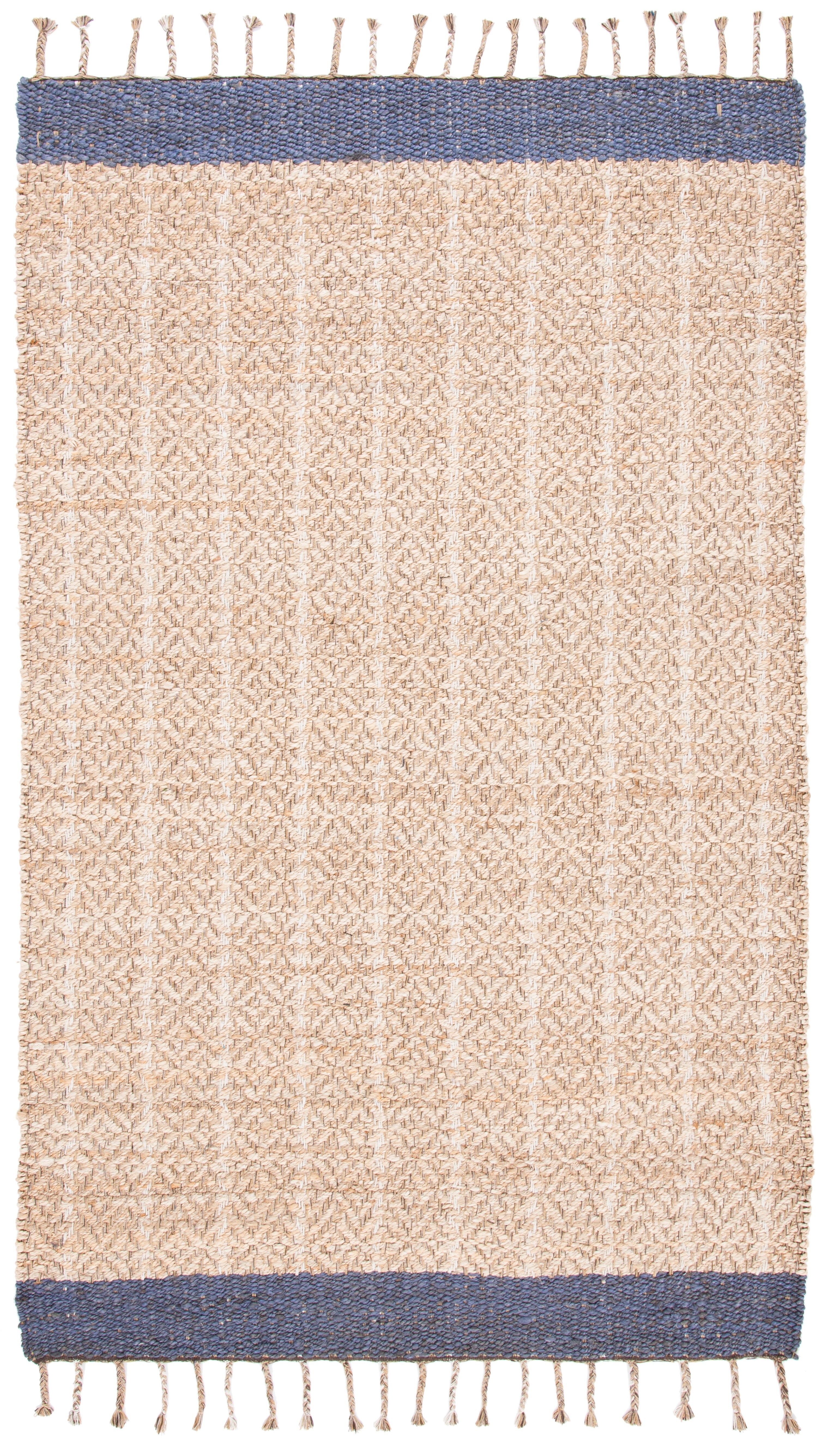 Boho-Chic Natural & Purple Handwoven Cotton Rug - 4' x 6'
