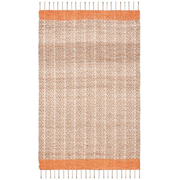 SAFAVIEH Cape Cod Kristen Distressed Area Rug, Orange/Natural, 6' x 6' Square