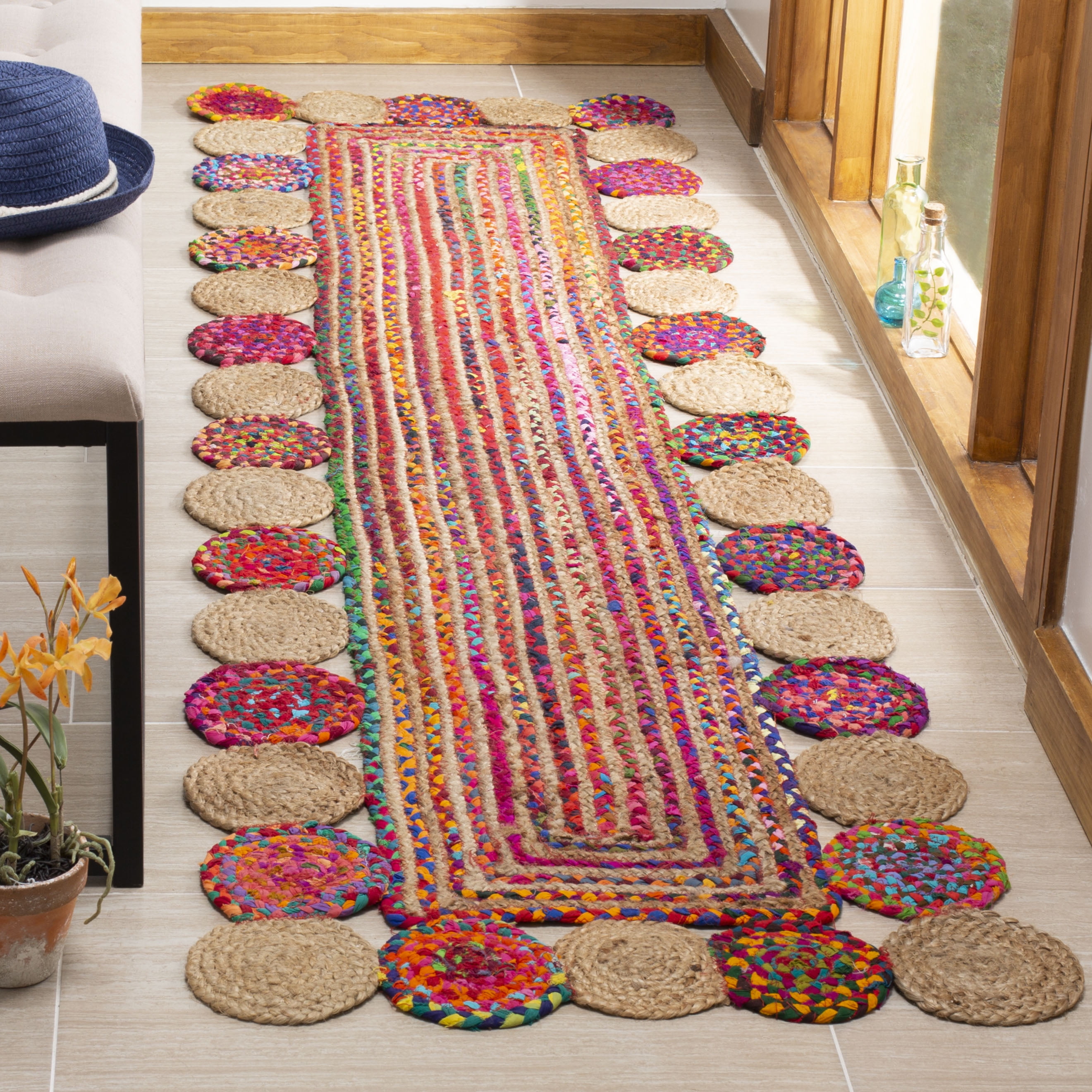 Handwoven Red Cotton Flat Woven Rug, 27" x 12"