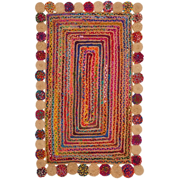 SAFAVIEH Cape Cod Kyle Braided Area Rug, 3' x 5', Red/Multi