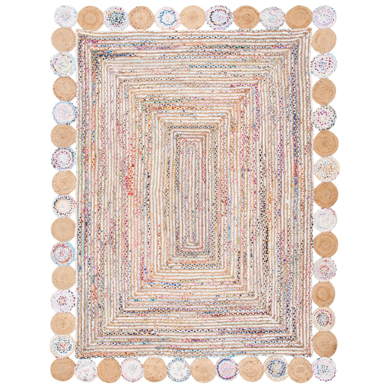 SAFAVIEH Cape Cod Kyle Braided Area Rug, 6' x 6' Round, Beige/Multi