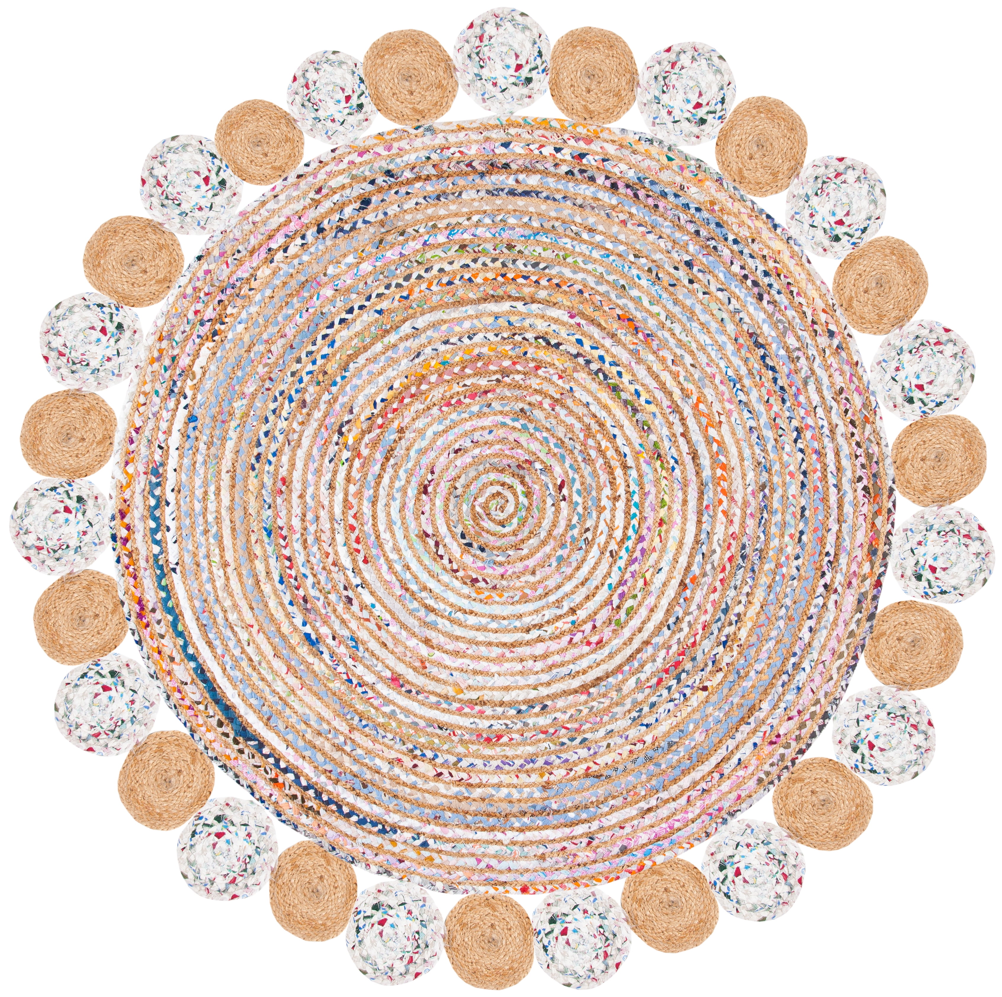SAFAVIEH Cape Cod Kyle Geometric Area Rug, Beige/Multi, 8' x 8' Round