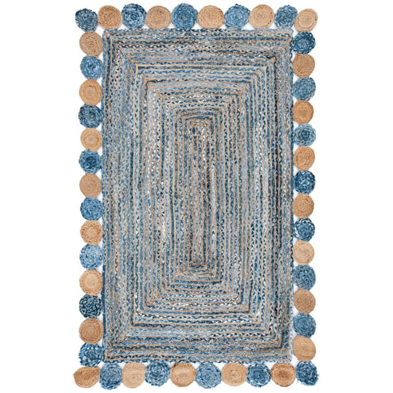 SAFAVIEH Cape Cod Kyle Geometric Area Rug, Blue/Beige, 3' x 5'