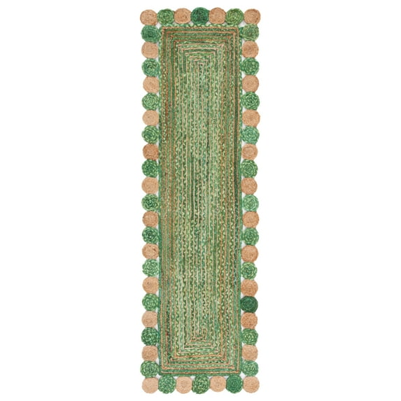 SAFAVIEH Cape Cod Kyle Geometric Area Rug, Green/Natural, 4' x 6' Oval