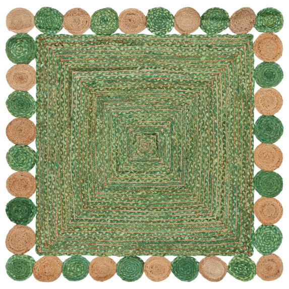 SAFAVIEH Cape Cod Kyle Geometric Area Rug, Green/Natural, 6' x 6' Square