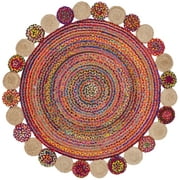 SAFAVIEH Cape Cod Kyle Geometric Area Rug, Red/Multi, 5' x 7' Oval