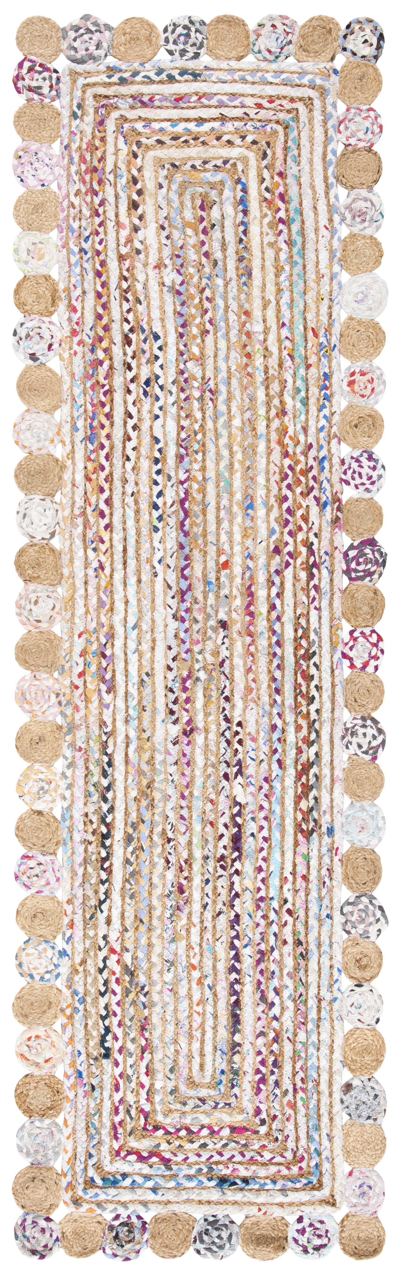 Handmade Beige and Multicolor Cotton Runner Rug, 2'3" x 10'