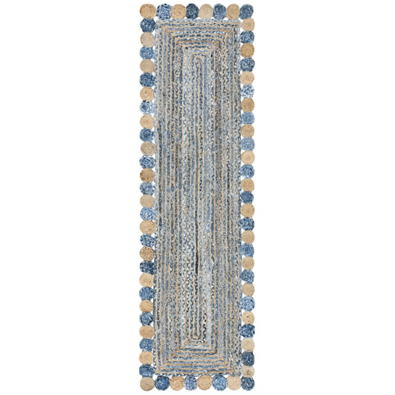 SAFAVIEH Cape Cod Kyle Geometric Runner Rug, Blue/Beige, 2'3" x 10'