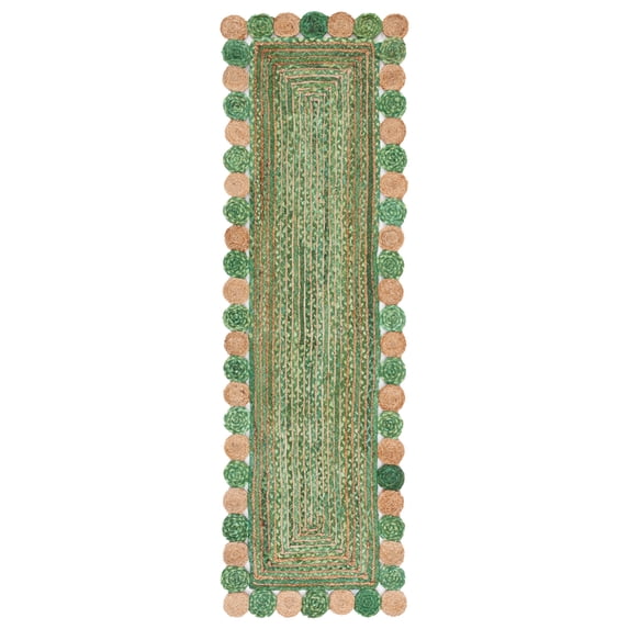 SAFAVIEH Cape Cod Kyle Geometric Runner Rug, Green/Natural, 2'3" x 8'