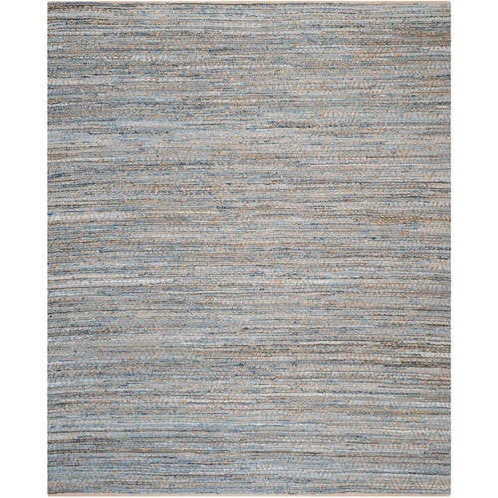 Natural and Blue Handmade Jute 6' x 9' Area Rug