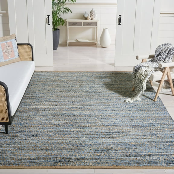 SAFAVIEH Cape Cod Leo Geometric Area Rug, Natural/Blue, 9' x 12'