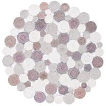 SAFAVIEH Cape Cod Leonard Abstract Dots Polyester Area Rug, Grey/Ivory, 5' x 5' Round