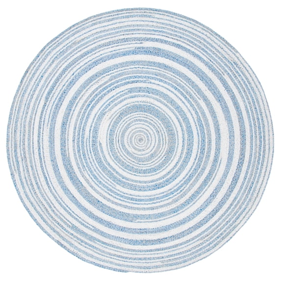 SAFAVIEH Cape Cod Linda Abstract Dots Polyester Area Rug, Blue/Ivory, 5' x 5' Round