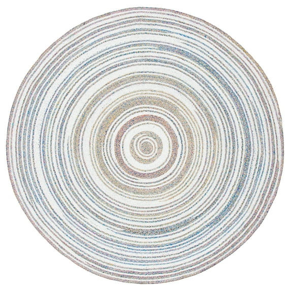 SAFAVIEH Cape Cod Linda Abstract Dots Polyester Area Rug, Ivory/Pink, 6' x 6' Round