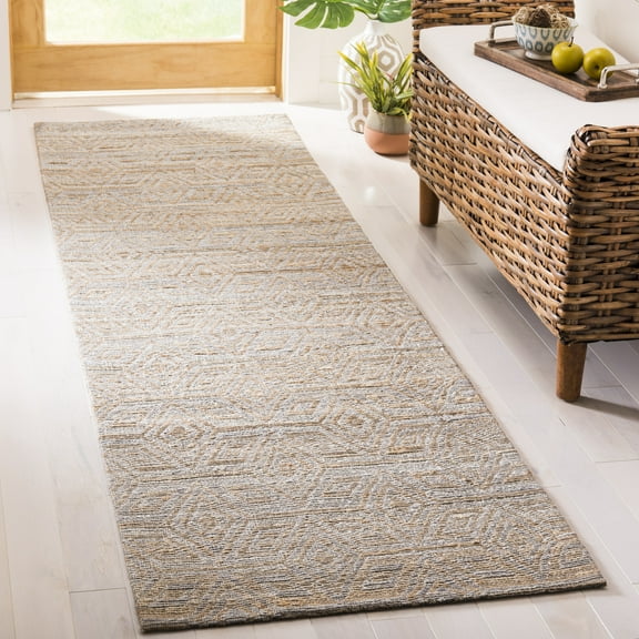 SAFAVIEH Cape Cod Lyall Geometric Runner Rug, Gray/Sand, 2'3" x 8'