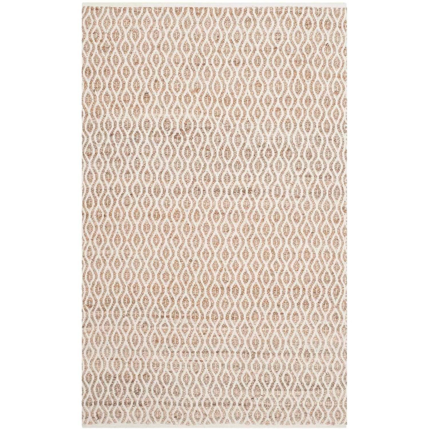 Boho-Chic Natural Cotton 5' x 8' Handwoven Geometric Rug