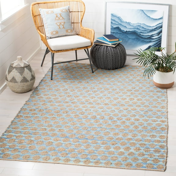 SAFAVIEH Cape Cod Machayla Geometric Area Rug, Blue/Natural, 10' x 14'