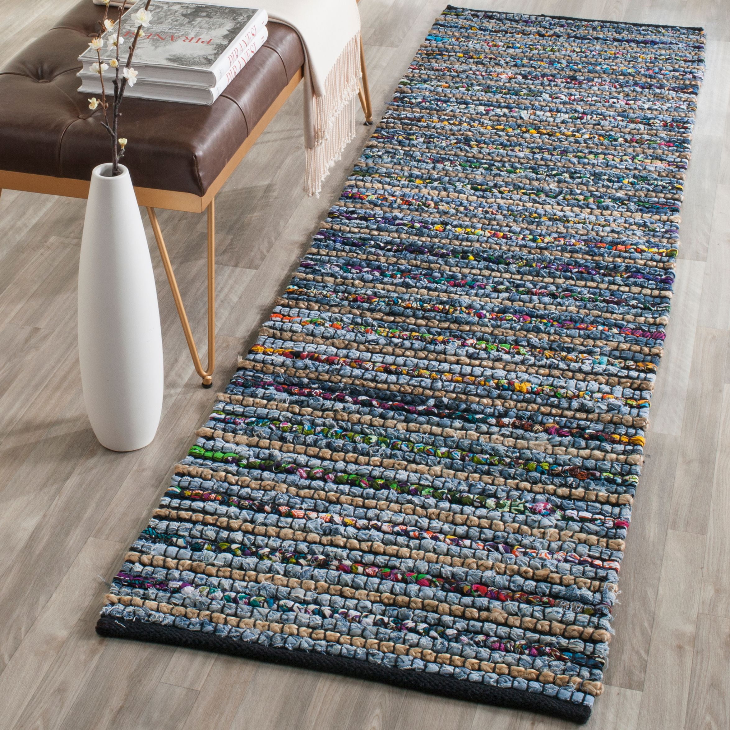 Handmade Flat Woven Multicolor Cotton Runner Rug 2'3" x 8'