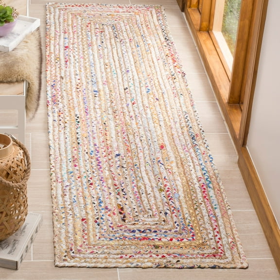 SAFAVIEH Cape Cod Miah Braided Area Rug, 2'3" x 16', Beige/Multi