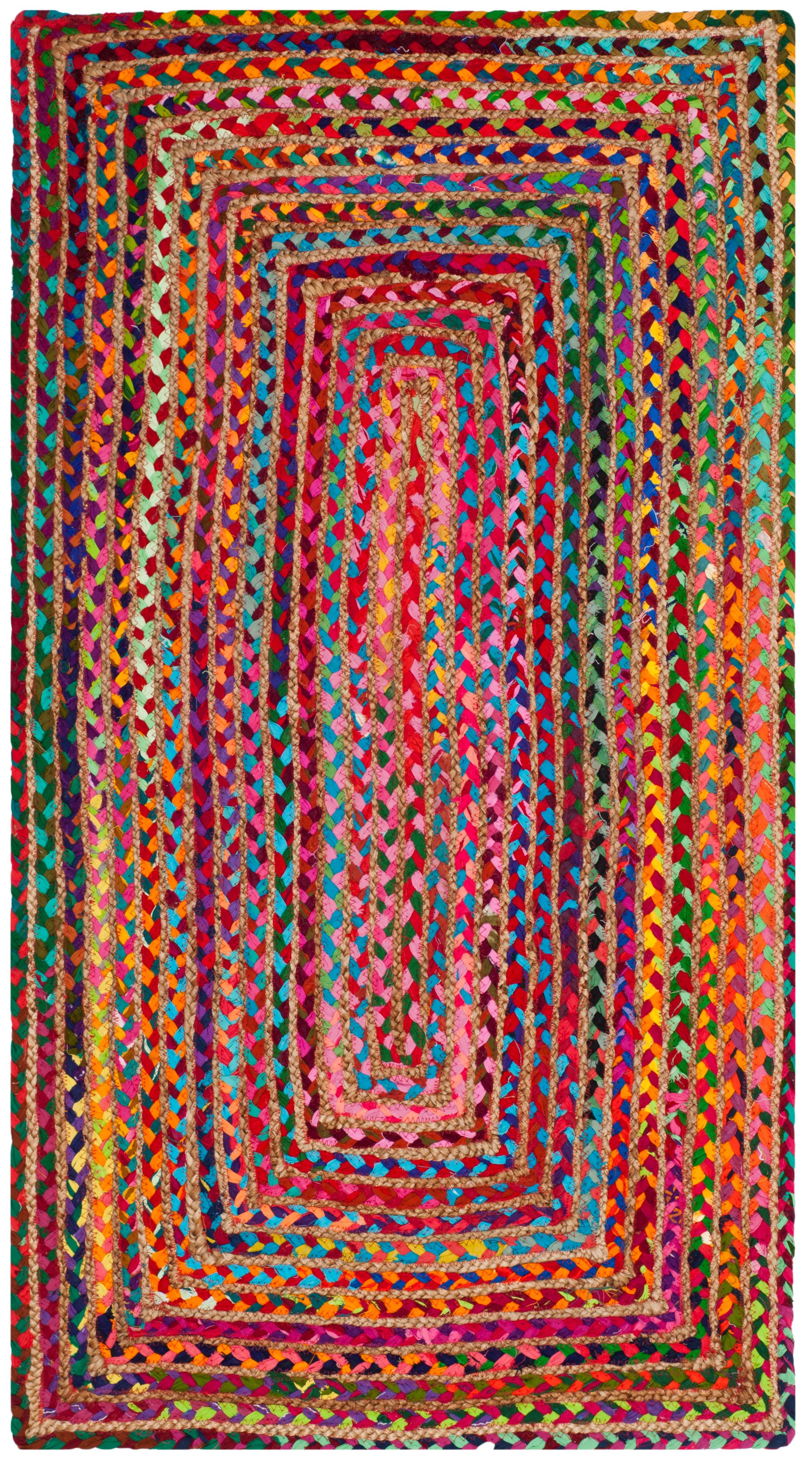 Boho-Chic Cape Cod Hand-Knotted Red and Multicolor Wool-Cotton Rug 2'3" X 4'