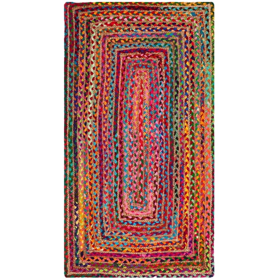 SAFAVIEH Cape Cod Miah Braided Area Rug, 2'3" x 4', Red/Multi