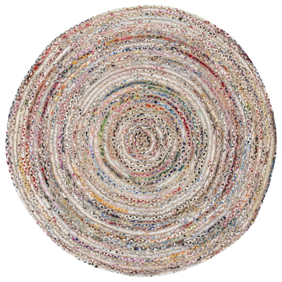 SAFAVIEH Cape Cod Miah Braided Area Rug, 6' x 6' Round, Beige/Multi