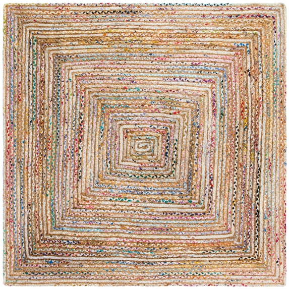 SAFAVIEH Cape Cod Miah Geometric Area Rug, Beige/Multi, 4' x 4' Square