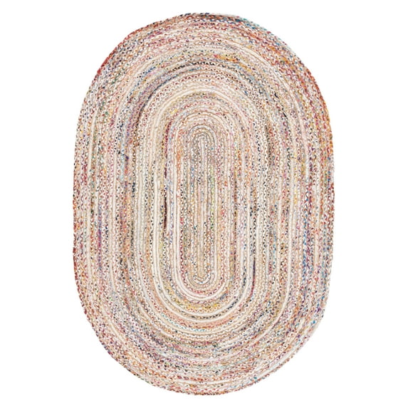 SAFAVIEH Cape Cod Miah Geometric Area Rug, Beige/Multi, 5' x 8' Oval