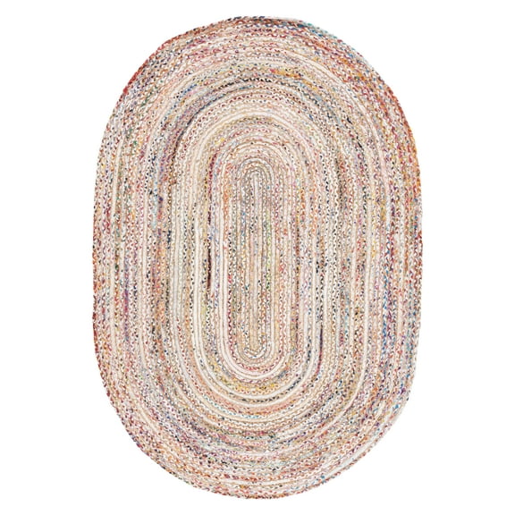 SAFAVIEH Cape Cod Miah Geometric Area Rug, Beige/Multi, 6' x 9' Oval