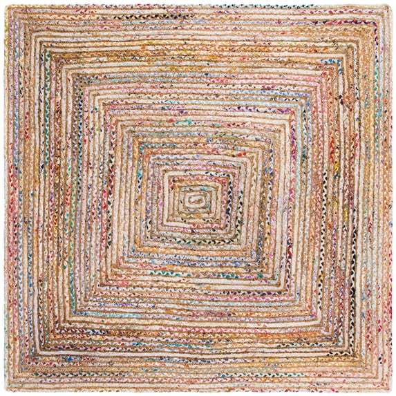 SAFAVIEH Cape Cod Miah Geometric Area Rug, Beige/Multi, 7' x 7' Square
