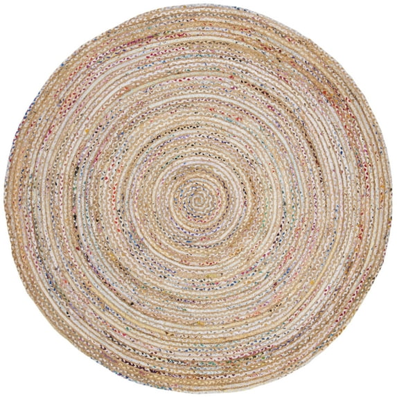 SAFAVIEH Cape Cod Miah Geometric Area Rug, Beige/Multi, 8' x 8' Round