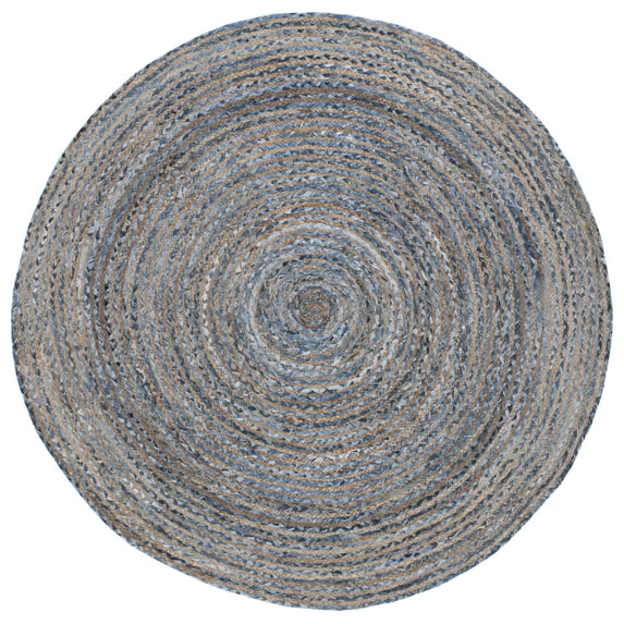 SAFAVIEH Cape Cod Miah Geometric Area Rug, Blue/Natural, 6' x 6' Round
