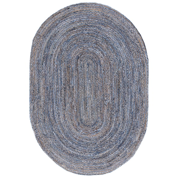 SAFAVIEH Cape Cod Miah Geometric Area Rug, Blue/Natural, 6' x 9' Oval