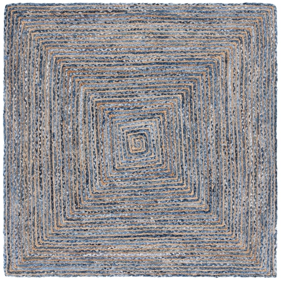 SAFAVIEH Cape Cod Miah Geometric Area Rug, Blue/Natural, 8' x 8' Square