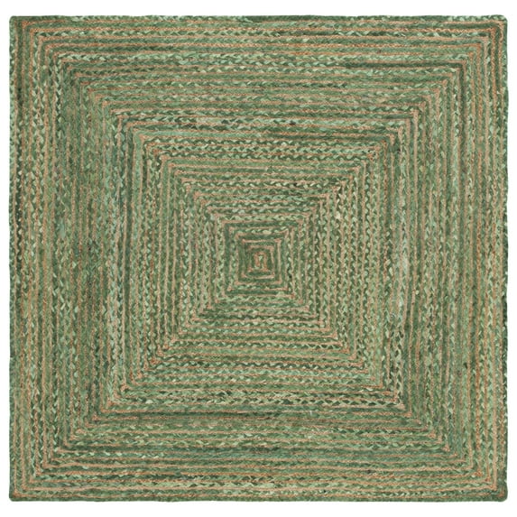 SAFAVIEH Cape Cod Miah Geometric Area Rug, Green/Natural, 4' x 4' Square