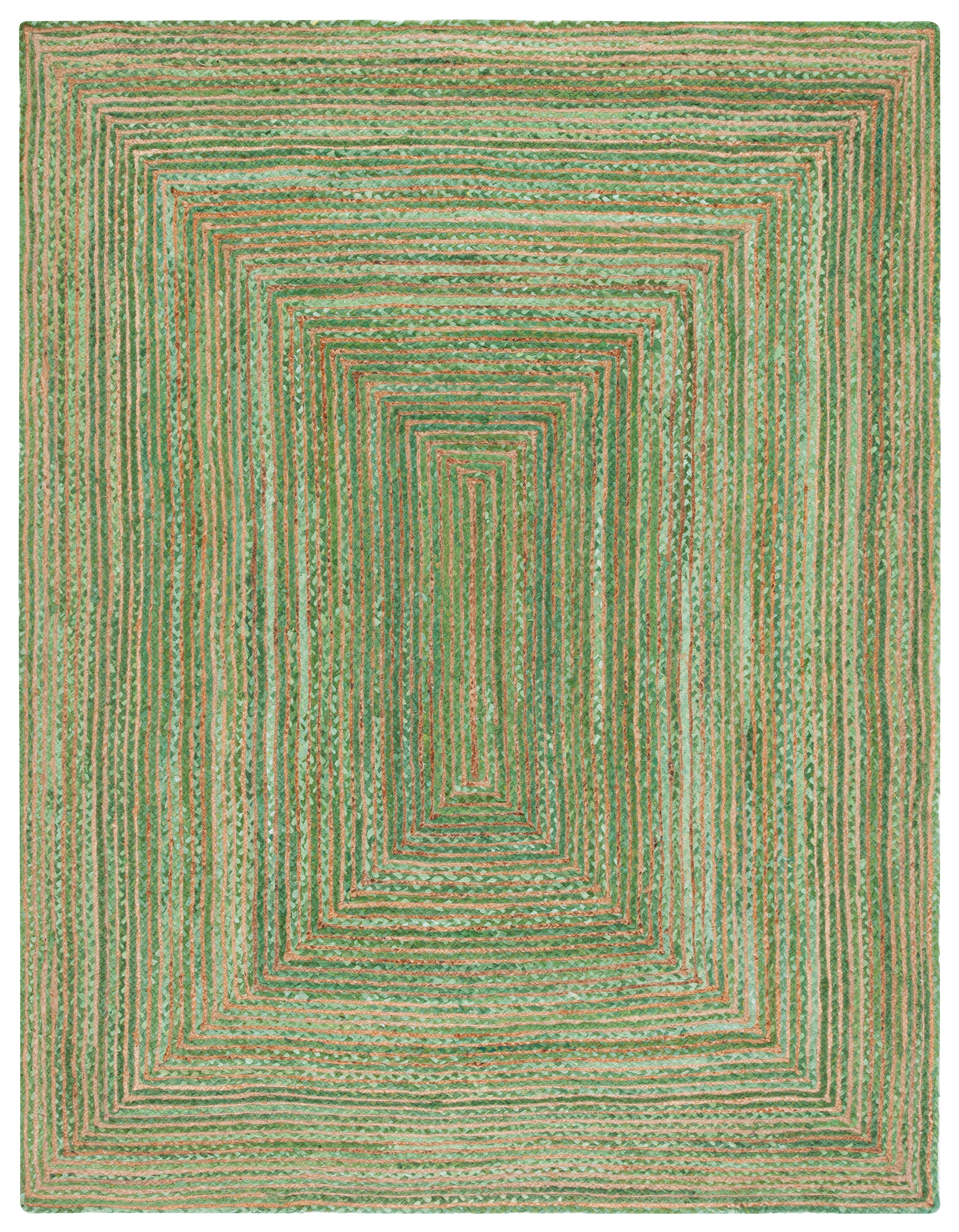 Handmade Green and Natural Rectangular Jute Area Rug 8' x 10'