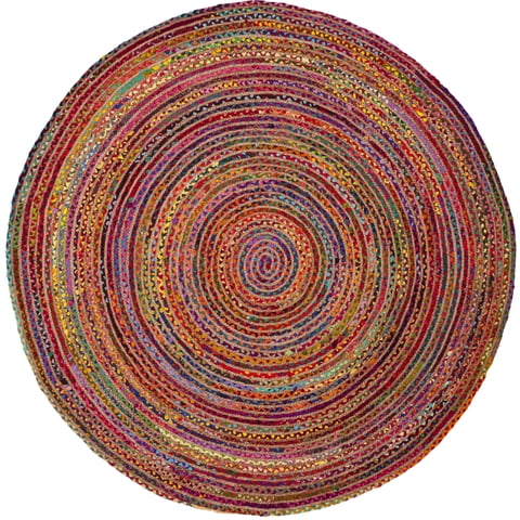 SAFAVIEH Cape Cod Miah Geometric Area Rug, Red/Multi, 3' x 3' Round