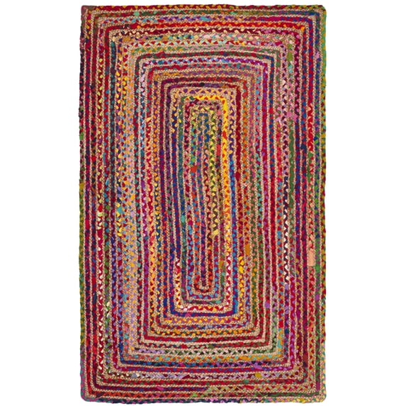 SAFAVIEH Cape Cod Miah Geometric Area Rug, Red/Multi, 4' x 6'