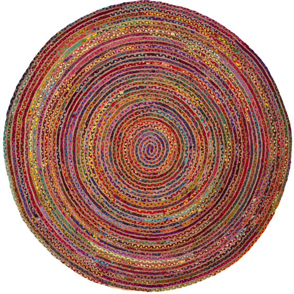 SAFAVIEH Cape Cod Miah Geometric Area Rug, Red/Multi, 9' x 9' Round