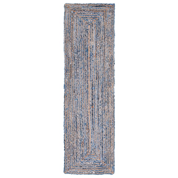 SAFAVIEH Cape Cod Miah Geometric Runner Rug, Blue/Natural, 2'3" x 10'