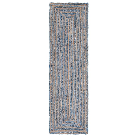 SAFAVIEH Cape Cod Miah Geometric Runner Rug, Blue/Natural, 2'3" x 14'