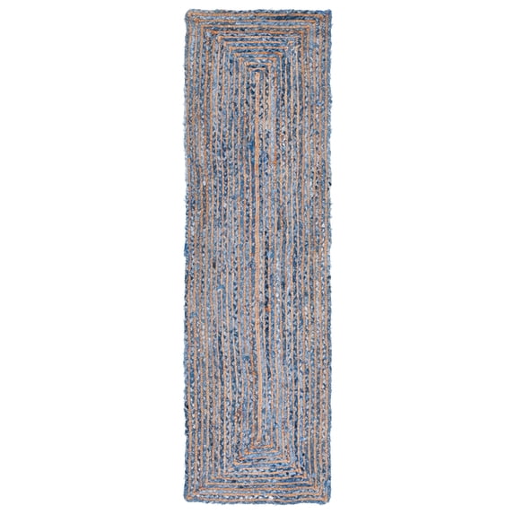 SAFAVIEH Cape Cod Miah Geometric Runner Rug, Blue/Natural, 2'3" x 14'
