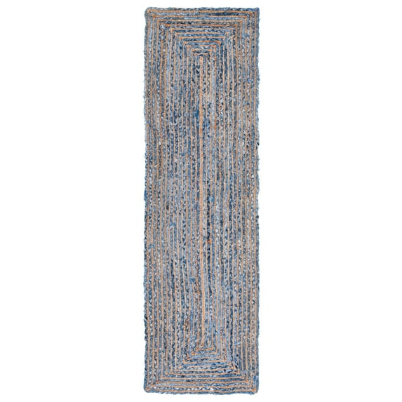 SAFAVIEH Cape Cod Miah Geometric Runner Rug, Blue/Natural, 2'3" x 6'