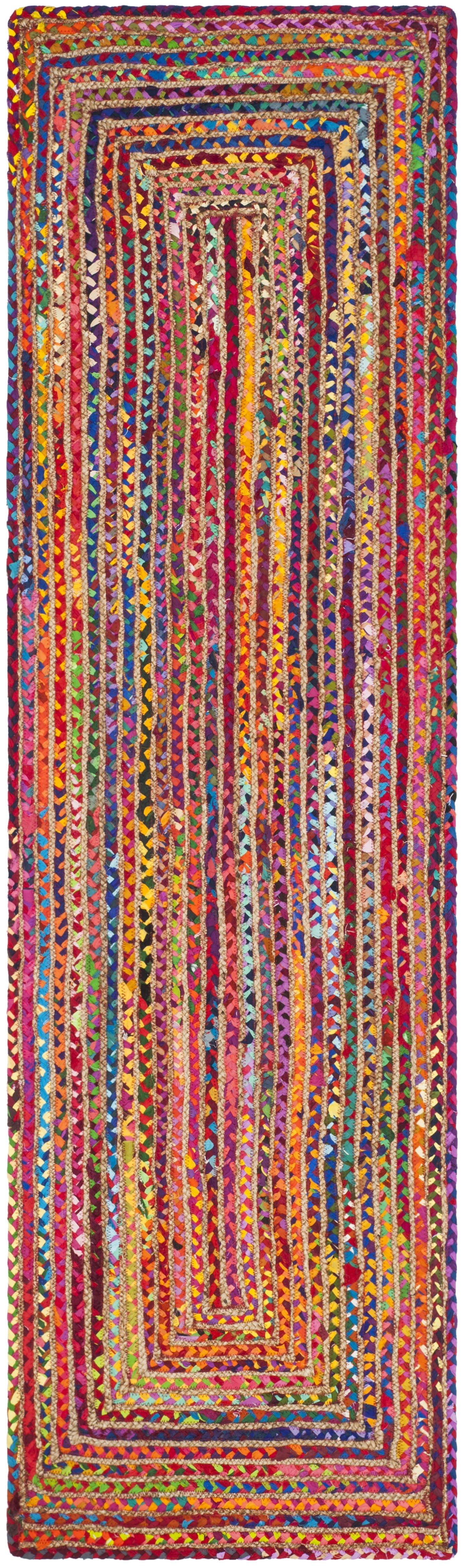 Handwoven Boho Chic Red & Multi Stripe Wool-Cotton Area Rug - 27"x12"