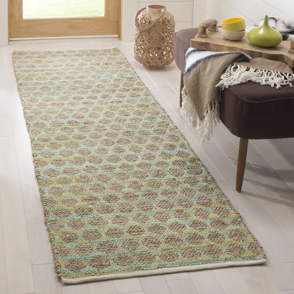 SAFAVIEH Cape Cod Machayla Geometric Runner Rug, Teal/Natural, 2'3" x 8'