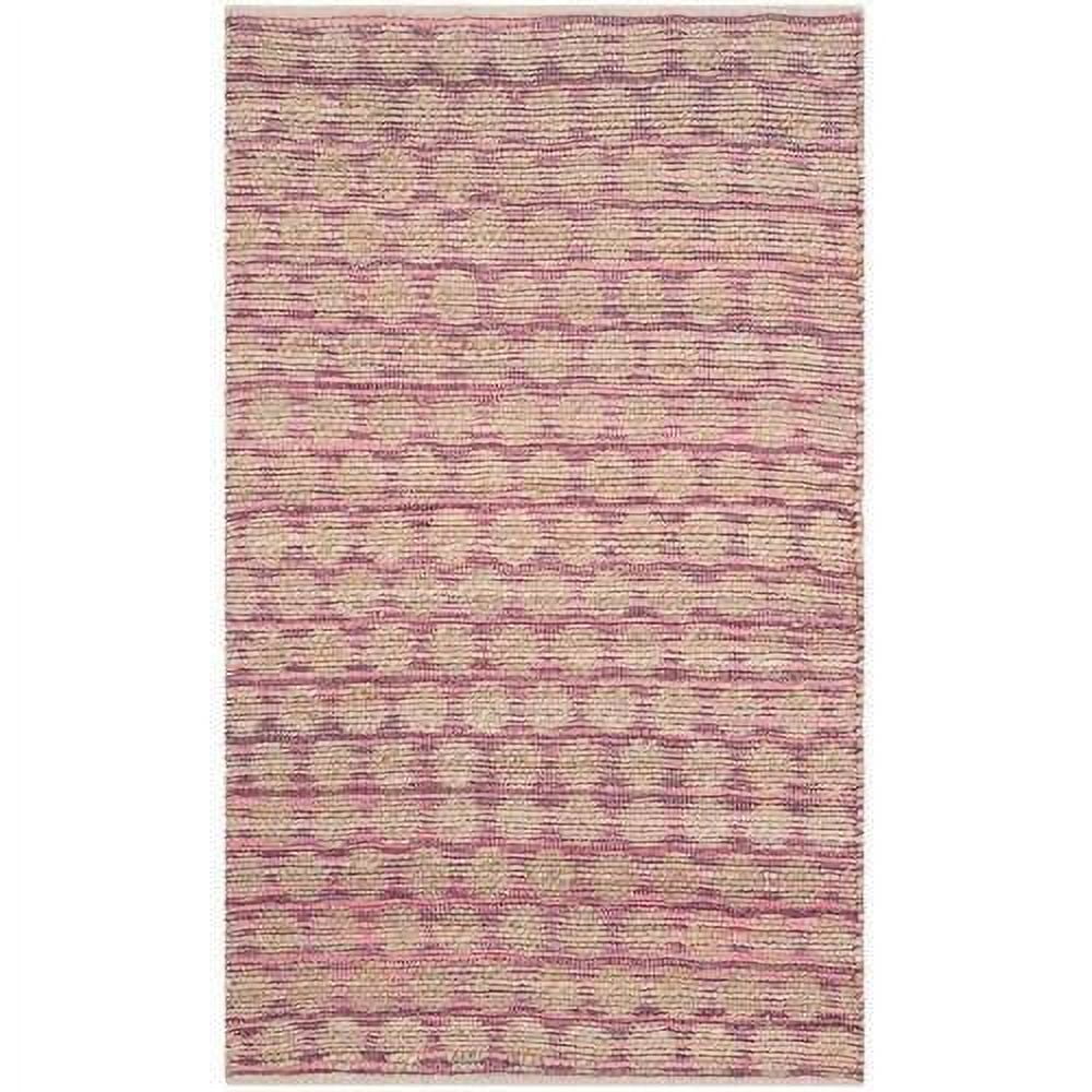 Handwoven Maroon and Natural Cotton Rectangular Area Rug, 3'x5'