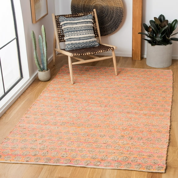SAFAVIEH Cape Cod Machayla Geometric Area Rug, Orange/Natural, 9' x 12'