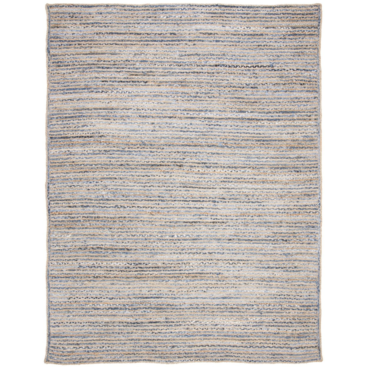 Coastal Breeze Handwoven Jute Oval Rug in Natural & Blue - 9' x 12'
